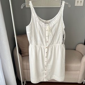 Live Life by Sanctuary White Lightweight Lace Accent Sleeveless Dress Size L NWT